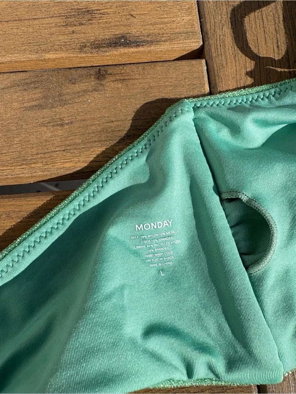 Monday Swimwear Pond Shimmer Metallic Green O-Ring Bikini Set (Top L/Bottom VV)